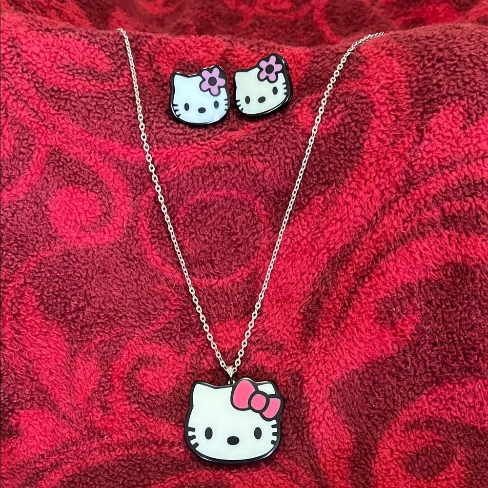 Hello Kitty Necklace and Earrings Set